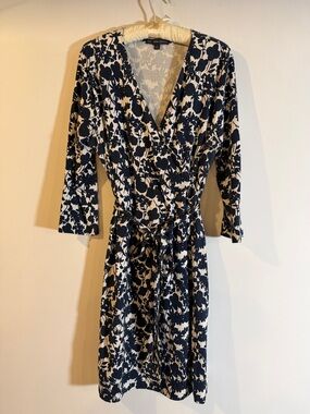 Brooks Brothers Navy and White Floral Wrap Dress